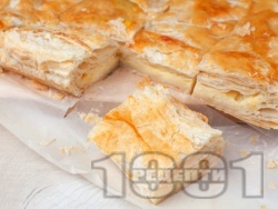 Бърза, лесна, пухкава и вкусна баница с готови кори, яйца, сирене и газирана вода - снимка на рецептата Бърза, лесна, пухкава и вкусна баница с готови кори, яйца, сирене и газирана вода - снимка на рецептата